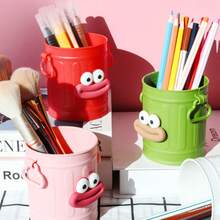 1 Stück lustiger, süßer Stifthalter aus Kunststoff, große Kapazität, Studenten Schreibtisch Aufbewahrungsbox für Mädchen, Büro Kinder Schreibtisch Aufbewahrungsbox (mit zufälligen Aufklebern)