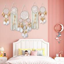 1 Piece Beige Dreamcatcher Ornament Handmade Cotton Thread Tassels Wooden Hanging Rod Feather Decor For Bedroom Wall Decoration Living Room Accent Home Party Decor Applicable To Christmas Halloween Thanksgiving Festival Gifts Christmas Gifts Thanksgiving Gifts Halloween Gifts Christmas Decorations Halloween Decorations Thanksgiving Decorations