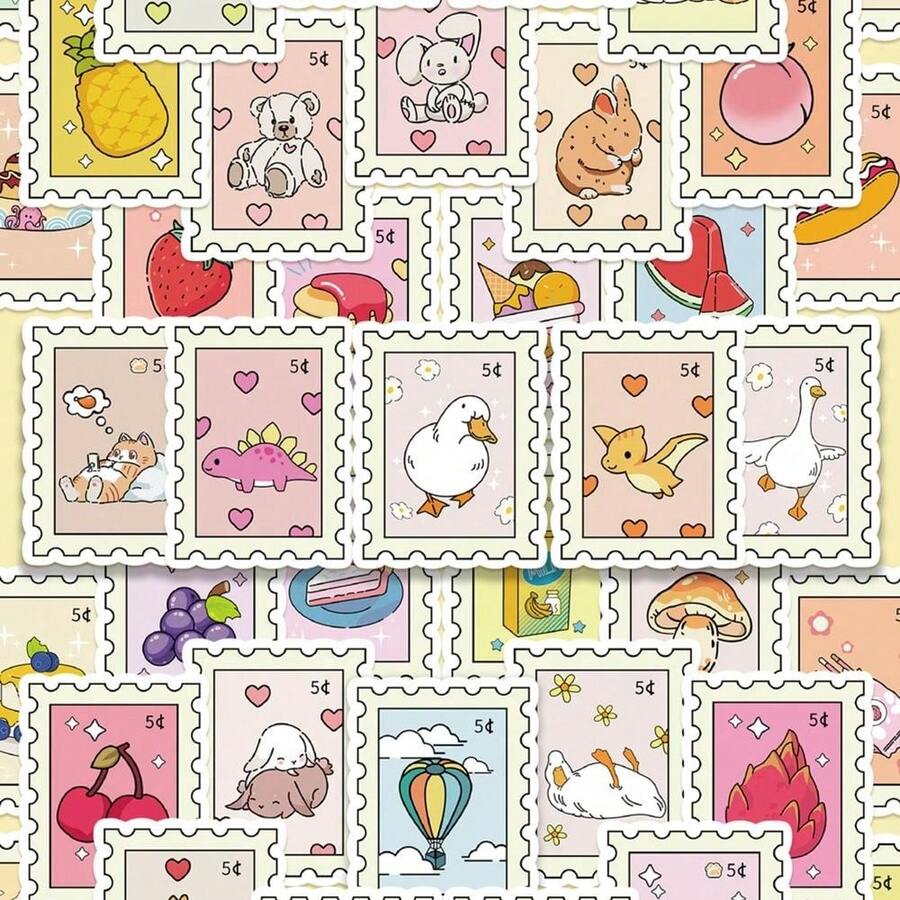 50pcs Cute Cartoon Stickers, Graffiti Decals For Mobile Phone Case, Laptop, Skateboard, Luggage, Scrapbooking, Self-Adhesive,School Supplies,Back To School - 彩色 - 查看 1