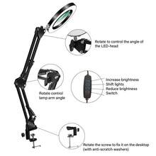 1 件 10 倍放大镜，带灯和支架，72 LED 照明放大镜，USB 供电桌面放大镜，3 种颜色模式可调光放大灯，可调节鹅颈管，适用于工艺品维修焊接