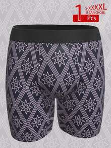 1 قطعة سروال داخلي رجالي بوكسر، بنمط نجمي هندسي، سروال داخلي رجالي طويل الساق بنمط، باللون الأزرق الداكن والأزرق الفاتح، سراويل داخلية للحبيب والزوج، هدايا عيد الميلاد والذكرى السنوية له، هدايا للحبيب