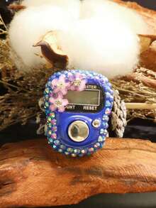 1pc/5pcs/10pcs Spring Willow & Crescent Moon | Chinese Style Enamel X Arabic Pattern With Flower & Rhinestone Counter, Ramadan Prayer Counter - Multicolor - View 2