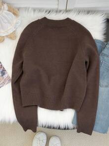 保暖外套，双面拉链女士针织开衫毛衣，适合秋冬季节和开学季 - 咖啡色 - 查看 6