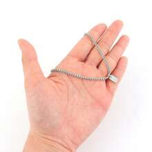 1pc New Minimalist Rectangular Letter Pendant Stainless Steel Chain Necklace For Men - Silver Rectangular Letters - View 3