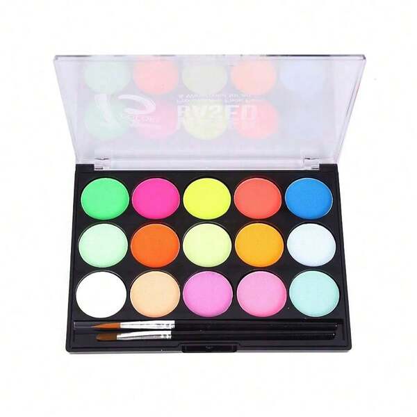 15 Colors Water-Soluble Painting Pigments, Including Fluorescent And Matte Types, Vibrant Colors, Easy To Clean, Suitable For Christmas, Halloween, Carnival, Easter And Other Holiday Art Creations