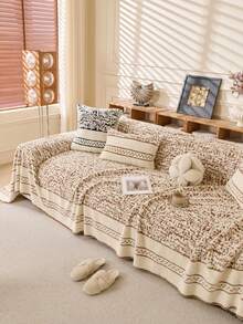 1pc Bohemian Sofa Blanket - Comfortable For All Seasons, Pet-Friendly, Dust Cover Sofa Throw With Tassels - Ideal For Living Room, Kitchen - Machine Washable, Hand Washable