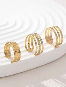 3pcs/Set Metal Geometric Line Toe Rings, Summer Beach Jewelry For Women
