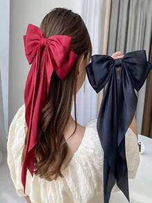 Large Retro Ribbon Bow Hair Clip, Super Fairy Temperament Hair Clip At The Back Of The Head, Spring Clip Hair Accessory