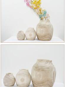 1pc Wooden Appearance Vase, Simple, Retro Style Vase, Flower Display Creative Wooden Art Ornaments Home Decoration, Bedroom Decoration, Room Decoration, Wedding Table Decoration, Suitable For Room, Bedroom, Living Room Table, Display Cabinet, Wedding Table, Autumn Decoration(Wood Texture Will Be Different) Flower Vase Glass Vase