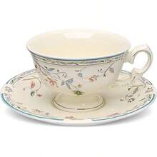 Fanquare Vintage Spring Style Tea Cup And Saucer Set, 8 Oz Porcelain Coffee Cup With Gold Trim, Flower And Bird Teacups For Women And Tea Parties - Colorful Flower - View 12