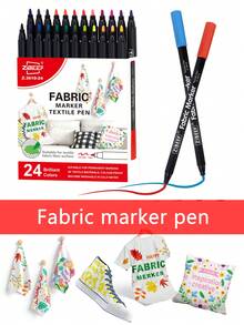 1pc 12/24 Colors Fabric Marker Pens, Smooth Drawing, Bleed-Proof, Waterproof, Colorfast, For DIY Clothing, Canvas Shoes, Children's Hand Painting