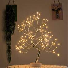 1PC The Bonsai Fairy Tree Lamp Is A Cute Night Light, A Great Idea For Home Decoration, Gifts, Home Decor, Weddings, Christmas, Holidays, Etc. It Is A USB-Powered Desktop Tree Lamp, Perfect For Family Christmas Decorations.