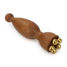 1pc Wooden Eye Massager Roller Face Massage Stick With Metal Ball Roller For Contouring Firming Glowing Skin,Hair,Hair Tools,Hair Care,School,Back To School,Travel,Travel Essentials,Home Essentials,Spa,Massage Tool,Massage,Massager,Spa