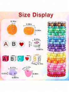 Pony Beads Kit, Mix Colors Pony Beads Kit For Jewelry Making, DIY Bracelets Necklaces Hair Braiding, Letter Beads Braids Crafts Friendship Gifts Festive Atmosphere Decoration