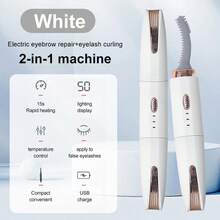 RAF 2-In-One Heated Eyelash Curler And Electric Eyebrow Trimmer - USB Rechargeable 180mAh Lithium Battery, 2 Usage Heads, Quick Eyebrow Shaping / 60-Second Heat Protection, 48-Hour Long-Lasting Eyelash Curling/Washable Blade Heads/Beauty Tool With Gentle Heating, Portable Beauty Solution, Easy To Curl And Trim