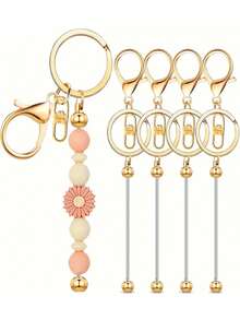 16pcs Blank Metal Beaded Keychain Pendant DIY Accessories Set, Suitable For Beaded Pendant Keychain Making, Jewelry Making Crafts - Keychain Accessory Kit - View 11