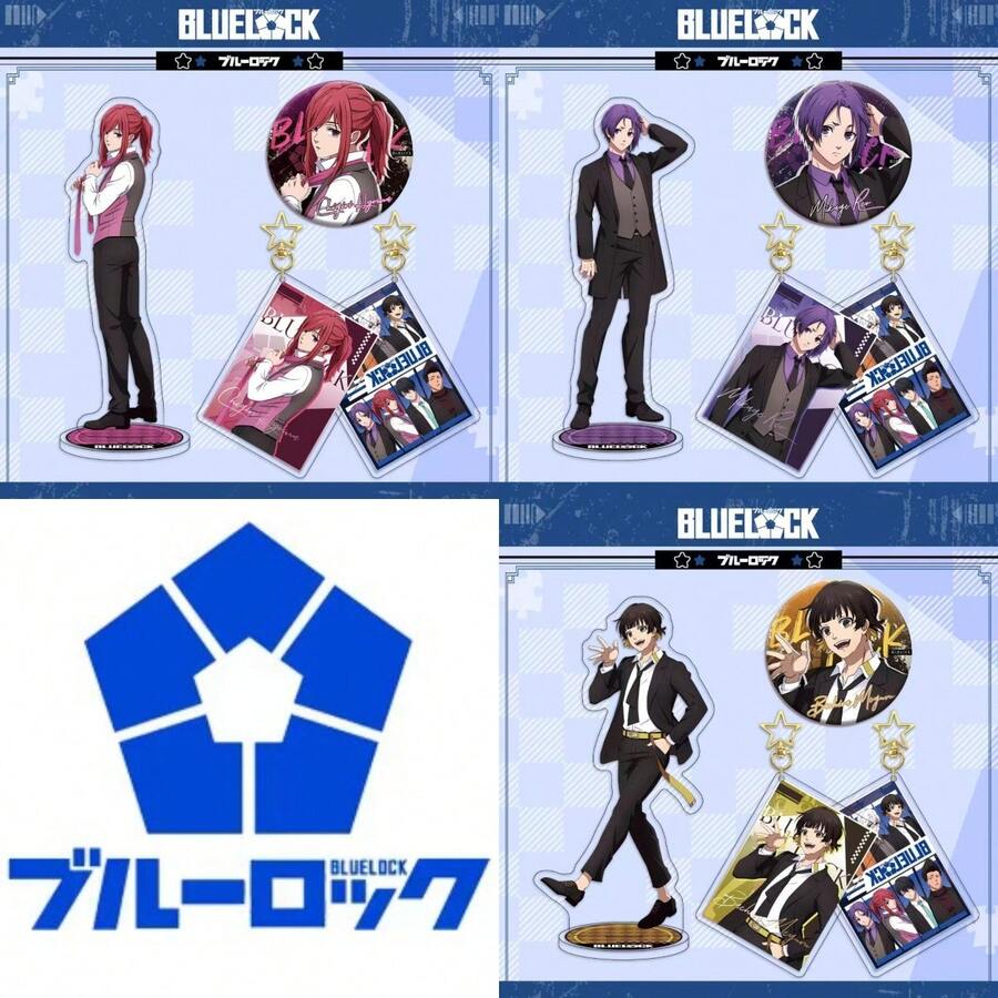 Set limitado de insignia, soporte acrílico y llavero de Blue Lock, con diseños de Bachira, Reo, Chigiri, Nagi, Isagi, Sae. Ideal para mochila, escritorio, decoración de automóvil, coleccionable de anime, regalo de Navidad/Acción de Gracias para amigos. Incluye: insignia láser de 75 mm, soporte acrílico de 16 cm, accesorio de llavero.