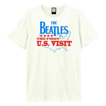 Amplified Unisex Adult First Us Visit The Beatles T-Shirt (Vintage White) - 100% Cotton - (GD2132)