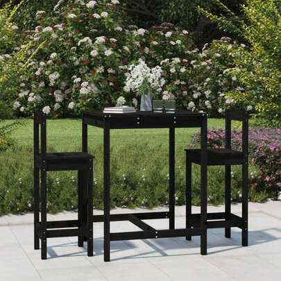 vidaXL 3-Piece Garden Bar Set Solid Pine Wood Black
