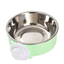 不锈钢宠物碗，适用于猫狗，防溢悬挂设计固定在笼子上，单碗用于盛放食物/水，不锈钢材质，易于安装和拆卸，防止泄漏和地板脏乱，适用于笼养宠物，适合中小型猫狗