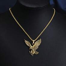 1 Stück Neuer europäischer & amerikanischer Stil Goldener Adler Anhänger Halskette, personalisierter Alltagsschmuck für Männer