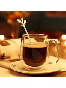 6 pièces Cuillères à café en acier inoxydable, cuillères en acier inoxydable dorées créatives et personnalisées, set de couverts pour café, thé et dessert, cuillères à mélanger