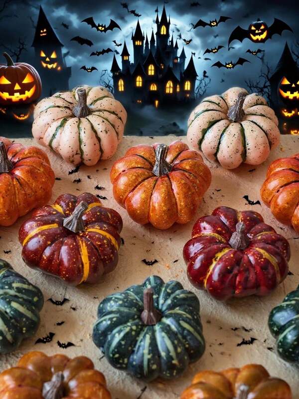 10/5/1pc Artificial Pumpkin Set - Realistic Imitation Mini Gourds, Simulated Pumpkins, Realistic Mixed Pumpkins, Suitable For Halloween Thanksgiving, Farmhouse Table Centerpieces, Mantels, Porch Wreaths, Harvest Party Backgrounds, Wedding Arches, Cozy Bedrooms, Rustic Tiered Trays, Gift Wrap Decorations - All-Weather Durable,