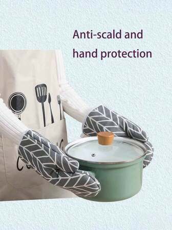 Kitchen Microwave Insulation Glove, Thick Checkered Heat-Resistant Glove, Heat-Proof Glove, High-Temperature Baking-Linen Oven Glove,Oven Gloves,Kitchen Accessories,Kitchen Essentials,Heat Resistant Mat