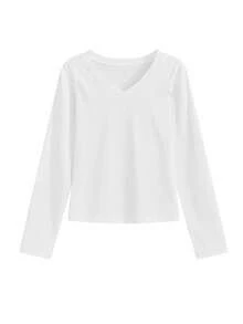 美式修身性感露肩设计女式T恤，秋季休闲白色春季款 - 白色 - 查看 2