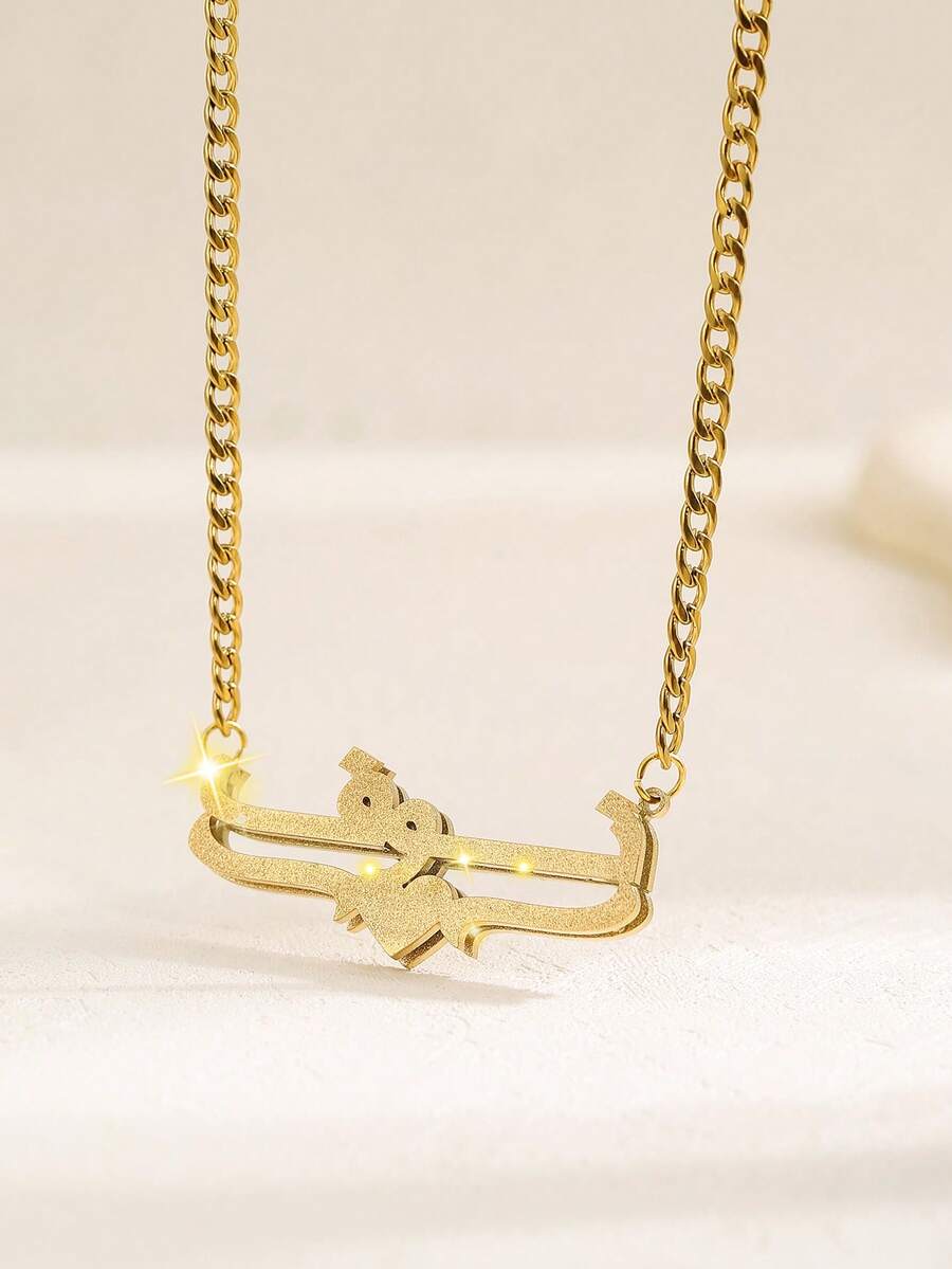 1 Peça Colar de Nome Personalizado em Aço Inoxidável "Você é o Único" Design de Coração, Colar Personalizado Camada Dupla Original com Pingente de Letra Fosca com Detalhes Brilhantes, Corrente Cubana Unissex Lisa/Fosca, Presente de Joias, Adequado para Ocasiões Casuais ou Especiais, Boêmio Chique, Banhado a Ouro 18K, Colar Personalizado Brilhante e Cintilante, Unissex Brilhante/Fosco