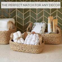 1/2/4 Pieces Of Water Hyacinth Grass Rustic Hand-Woven Portable Storage Basket, A Woven Basket For Living Room, Bedroom, Home Storage, Kitchen, Dormitory And Office. It Can Be Used For Storage, Cosmetic Storage Box, Storage Box, Basket, Organizing Storage, Room Storage, Trash Can, Gift Basket, Gift Box, Wall Cabinet And Decorative Home Decor.