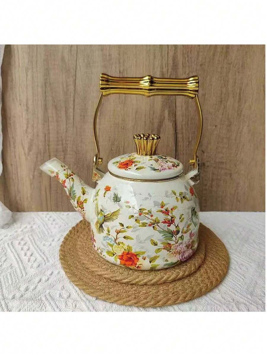 1pc Vintage Enamel Drip Coffee Pot, Household Teapot, Cold Water Pot, Oil Pot, Tea Pot, Milk Tea Pot, Household Manual Drip Coffee Pot, Enamel Water Pot, Heat-Resistant Tea Enamel Pot, Enamel Coffee Pot, Thick Enamel Oil Pot, Retro Restaurant Tea And Water Pot, Milk Tea Pot, Multi-Capacity Teapot 1.5L - Multicolor Teapot - View 1