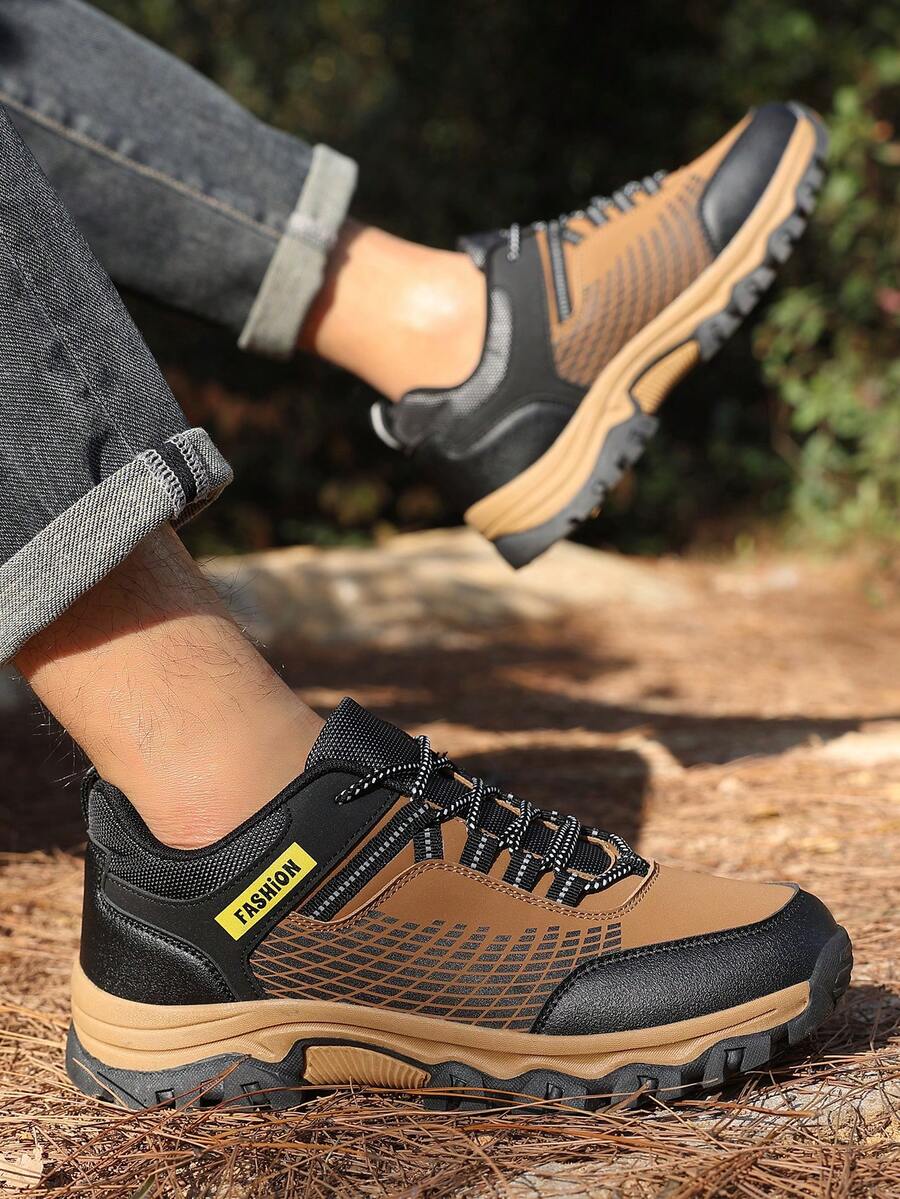 Men's Hiking Shoes, 2025 New Model, Suitable For All Seasons, Available In Large Size 46, Retro Suitable For Outdoor, Construction Site, Work, Safety Features: Anti-Puncture, Anti-Crush, Thick Sole, Non-Slip, Wear-Resistant, PU Leather, Waterproof, Oil-Proof, Low-Top, Lace-Up, Soft Sole, Comfortable Outdoor Hiking Shoes