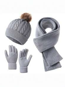 Gorro de Tricô Elegante e Casual para Mulheres: 1 Conjunto de Material Macio Semelhante à Lã de Cordeiro com Detalhe de Pompom, Bordado Simples de Letra, Chapéu de Inverno Grosso e Quente, Fácil de Dobrar para Armazenamento Conveniente, Opções de Várias Cores, Perfeito para as Estações de Outono e Inverno, Uso Diário, Atividades ao Ar Livre, Proteção contra Frio, Alternativa de Boné de Beisebol de Estilo Unissex, Cobertura de Cabeça Versátil e Chique para Mulheres que Buscam um Visual Aconchegante e Estiloso