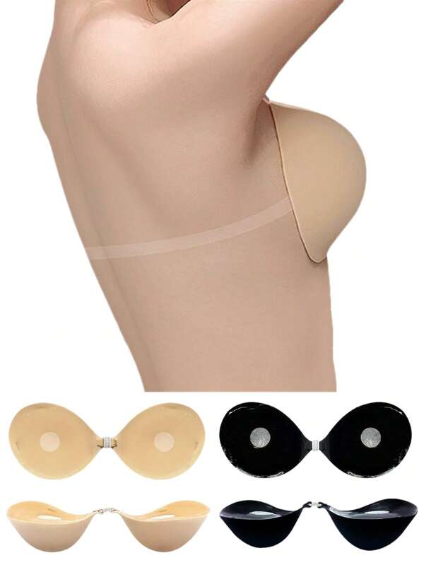 ideaCCSZ 1 Pc Self-Adhesive 5CM Thick Bras, Reusable Front Clasp Invisible Nipple Patches, Women's Underwear And Lingerie Accessories,Sticky Breast Lift Push Up Bra For Strapless Evening Dresses