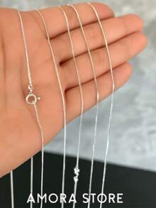 Solid 925 Silver Venetian Chain Necklace | Women's And Men's | 40cm To 70cm - 銀色 - 查看 1