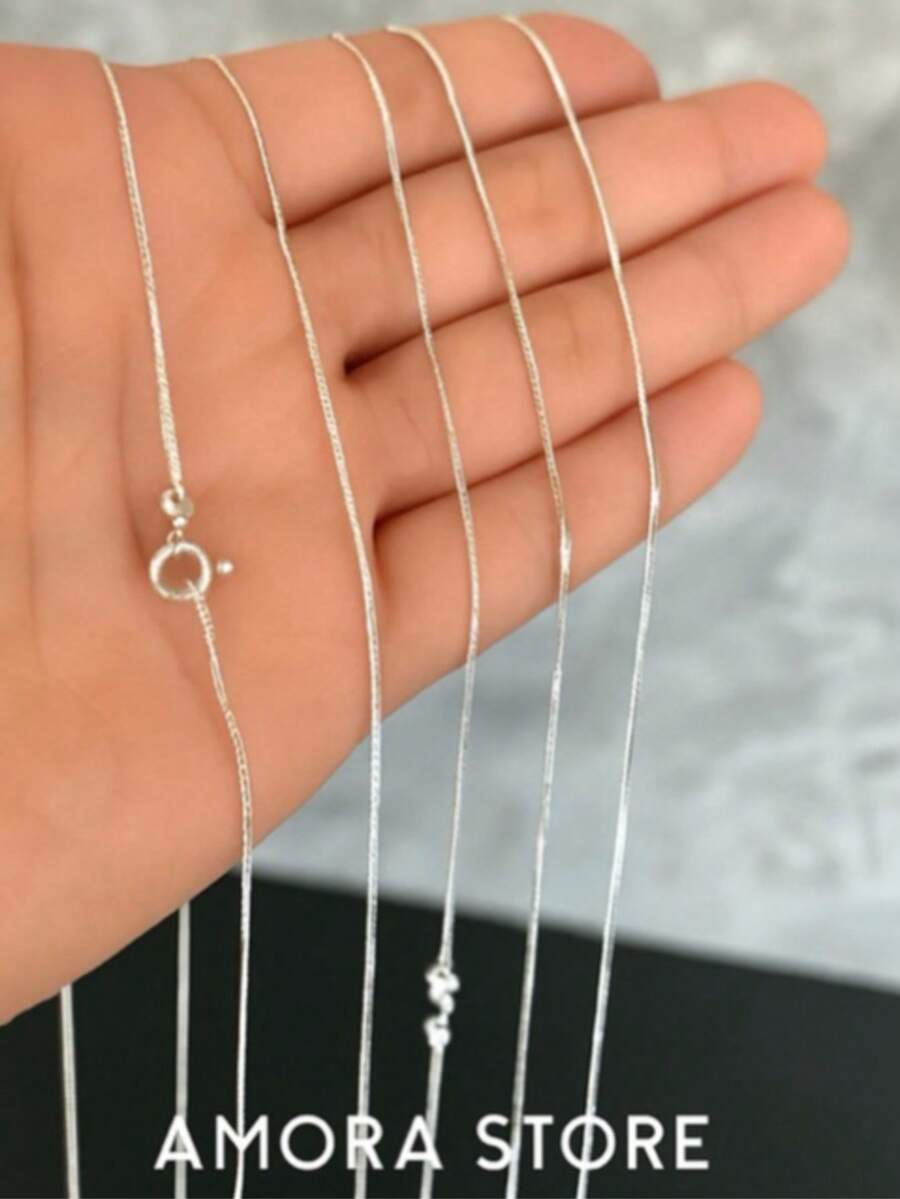 Solid 925 Silver Venetian Chain Necklace | Women's And Men's | 40cm To 70cm - 銀色 - 查看 1