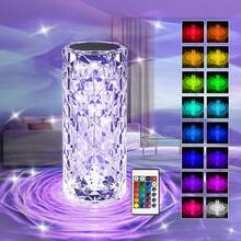 1 Pc Crystal Table Lamp, 16 Color Changing RGB Night Light Touch Lamp, USB Romantic LED Rose Table Lamps For Living Room Christmas Lamp Decor, Remote & Touch Control, Festive Decor, Decorative Display, Durable Construction, Home Decorators, Light/Lamp For Bedroom, Table Lamp, Led Light, Night Light, Room Decor - RGB - 查看 1