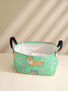 1 Stück Cartoon Welpen Muster offene Aufbewahrungsbox, multifunktionaler Aufbewahrungskorb mit Griff, Geschenk für Feiertage, Muttertags-/Vatertags-Geschenk, Aufbewahrung für Babybedarf, Windeln, Alltagsorganizer für Wohnzimmer, Badezimmer, Küche, faltbare Kleideraufbewahrung, süß und leicht, geeignet für Zuhause, Kinder, Kinderzimmer