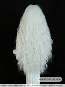 PIAOYUN 万圣节服装假发与长波浪卷发白色女士假发自然分叉合成假发日常使用耐热派对假发 - 白色 - 查看 3