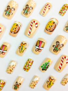 Paznokcie świąteczne, śliczne paznokcie, Święty Mikołaj, choinka, jesienne paznokcie prasowane