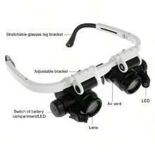 2pcs LED Lighted Headband Magnifier - 2 Detachable Lenses (8X-15X-23X) - For Reading, Jewelry Making And Precision Work