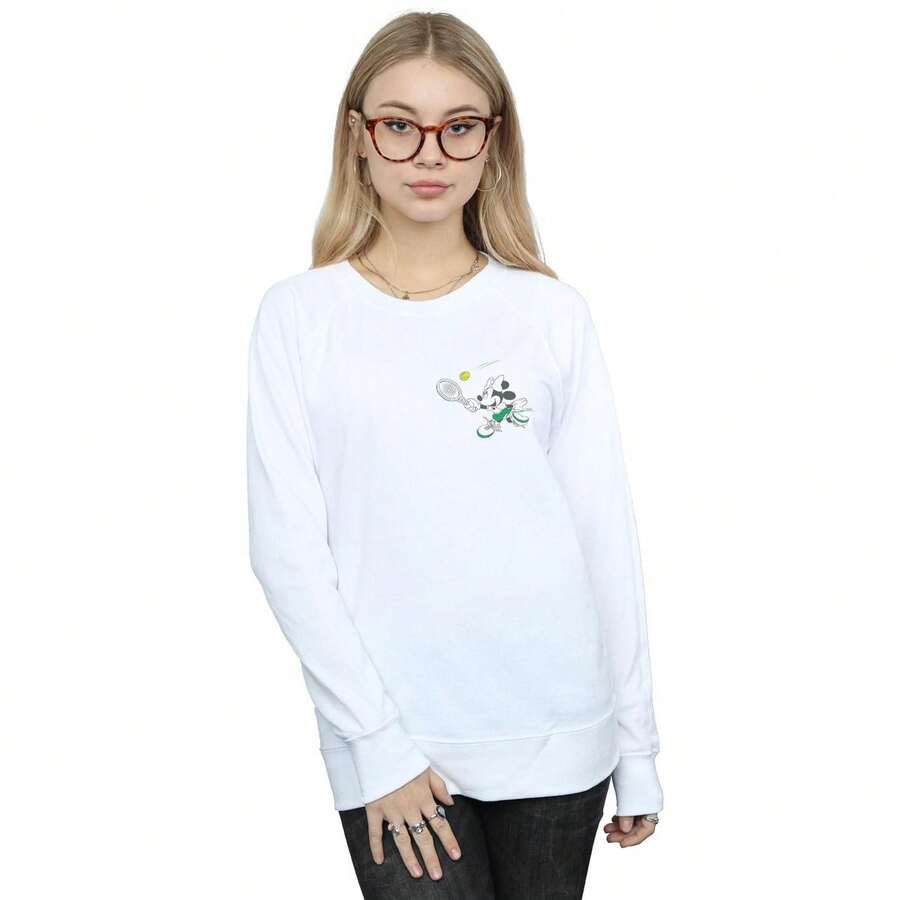 Disney Womens/Ladies  Tennis Breast Print Sweatshirt (White) - White - View 1