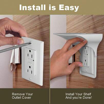 1pc Punch Free Socket Bracket, Wall Side Living Room Socket, Storage Rack, Kitchen Bedroom Dormitory Bedside Storage, Mobile Phone Bracket