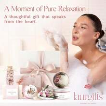 LaurGifts Orchid &Amp; Jasmine Spa Gift Baskets For Women – Scented Self Care Shower Essential - Elegant Kit For Mom, Wife, Sister, Friend - Body Bath Set - Aromatic Box For Occasions - Home Spa-Inspired