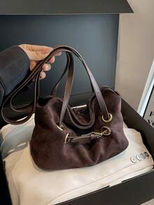 Bolso de ante para debajo del brazo para mujeres, nueva bolsa de mano estilo retro americano de otoño/invierno, bolso de hombro y bolso minimalista para chicas