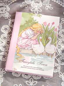 1pc A7 Cute & Warm Kitty Theme Notebook, Fairytale Town Series, Suitable For Gifts, Office, Home, Marking, Labeling, Classroom, Entertainment Toys, Student Journals, Creative Vintage Scrapbooking Materials, DIY Decorative Stickers