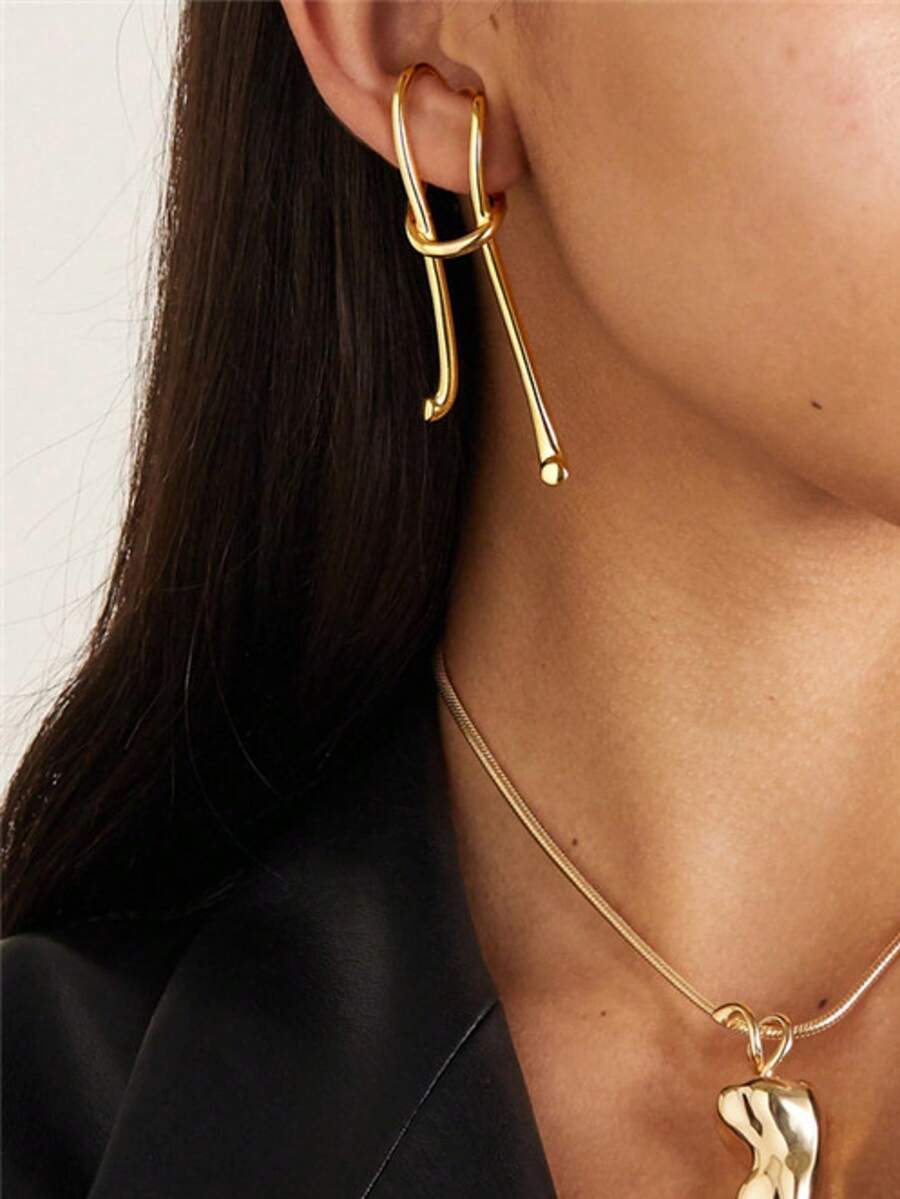 1pc Punk Style Twist Ear Cuff, Metal Earring For Women, Minimalist & Versatile Accessory Without Piercing