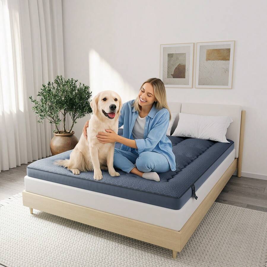 Ultra-Soft Embossed Mattress - 5cm High-Quality Mattress Autumn Bedroom Furniture Decor Halloween Gift-Light Gray - Màu Xám nhạt - Xem 1