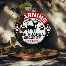 Chihuahua Warning Signs - Round Signs For Wall Art, Room, Home, Restaurant, Bar, Cafe, Garage Decoration, Foil Engraving, Durable Metal Plaque, 8x8 Inch 1 Pack Up, Down, Left And Right Different Hole Positions Random Delivery - Nhiều màu - Xem 9